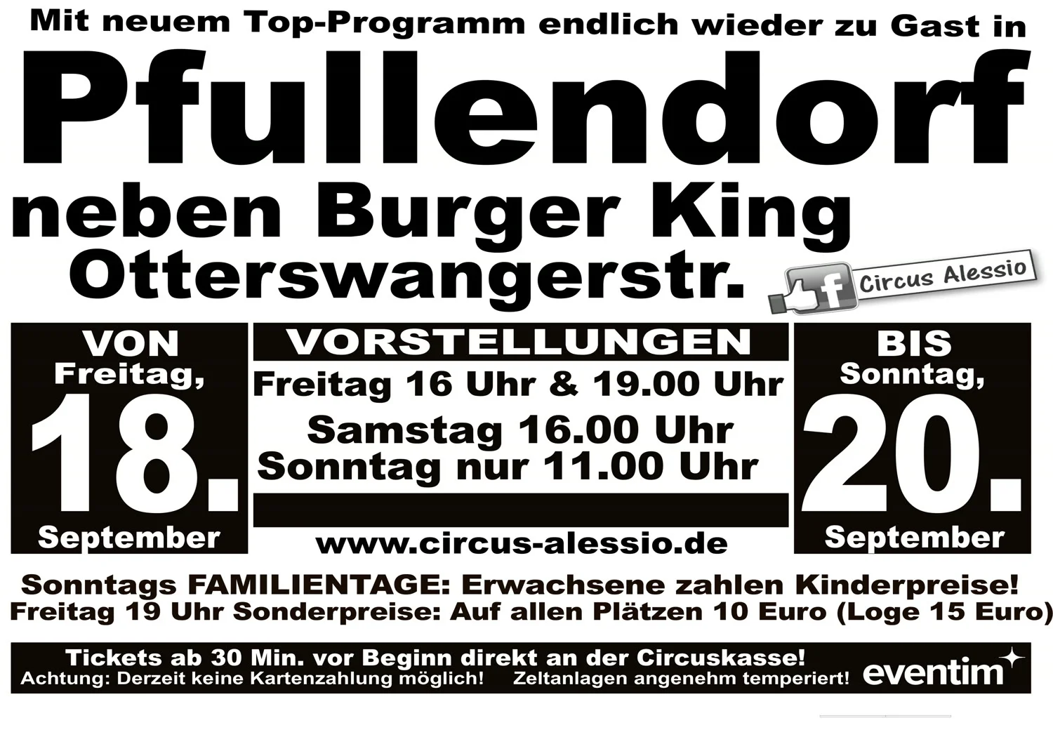 Circus Alessio - Gastspiel Pfullendorf vom 18. bis 20. September 2026